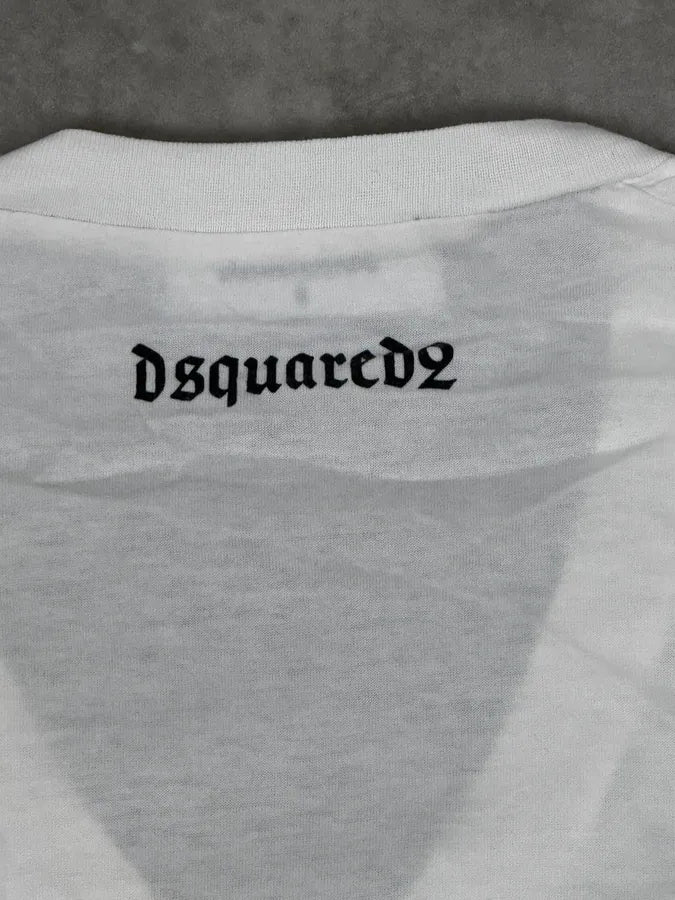 FW2015 Dsquared2 White Royal Eagle Graphic V-Neck Longsleeves CQckeGJ 7