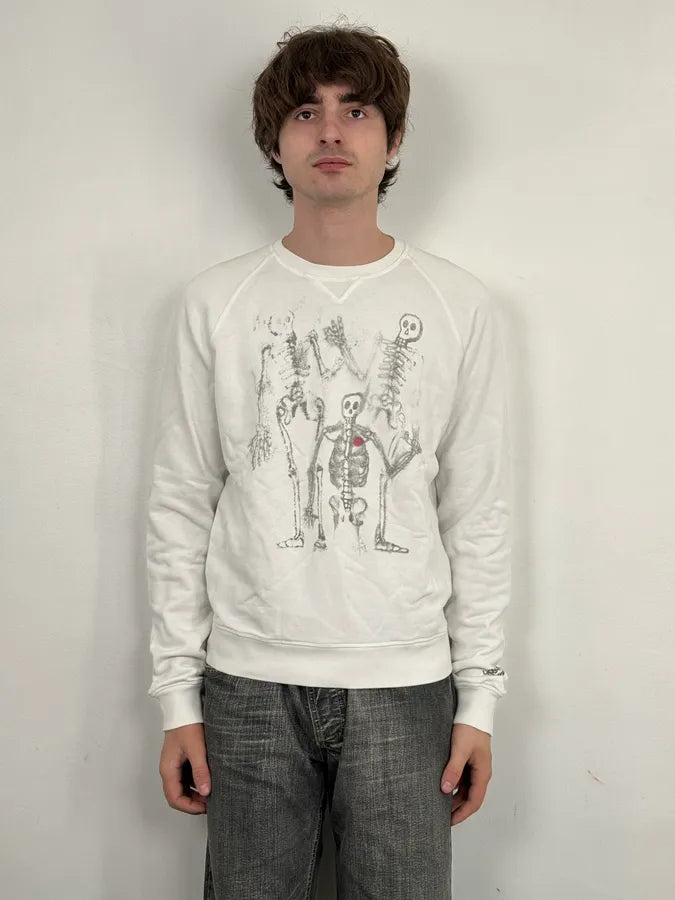 AW2010 Dsquared2 White Skeleton Abstract Crewneck Sweater KzHbJzV 1