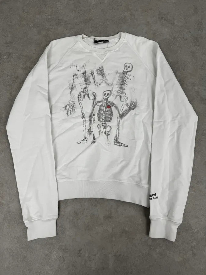 AW2010 Dsquared2 White Skeleton Abstract Crewneck Sweater KzHbJzV 0