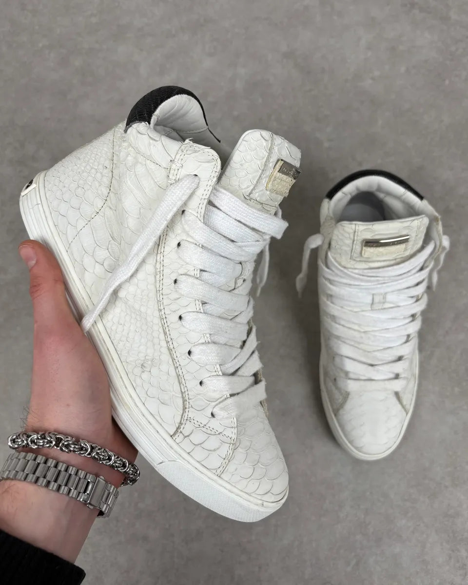 Dsquared2 White Snakeskin Python Leather High Sneakers eAOaNgt 0
