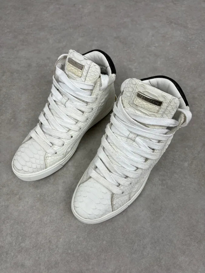 Dsquared2 White Snakeskin Python Leather High Sneakers eAOaNgt 2