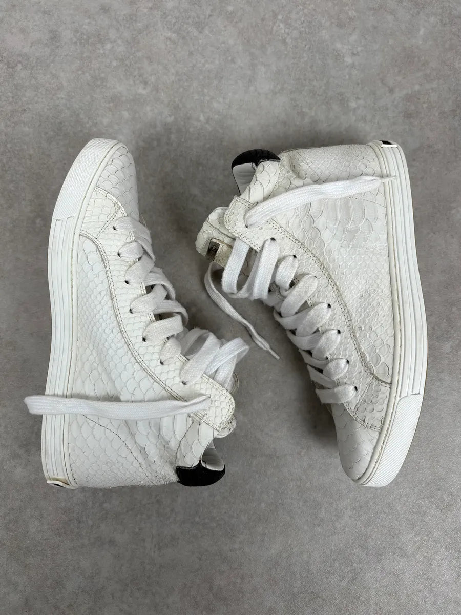 Dsquared2 White Snakeskin Python Leather High Sneakers eAOaNgt 3