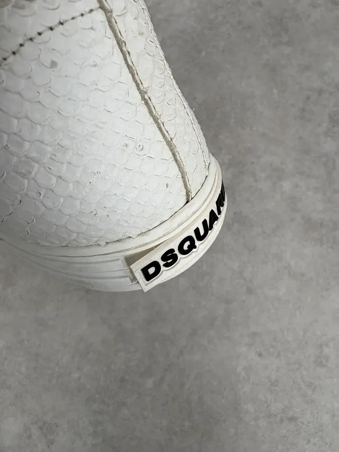 Dsquared2 White Snakeskin Python Leather High Sneakers eAOaNgt 8