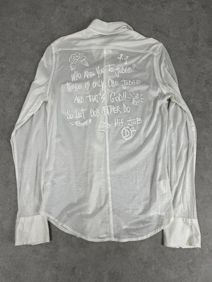 AW2005 Dsquared2 White God Judgement Transparent Shirt WKvlmZA 4