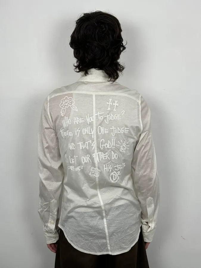 AW2005 Dsquared2 White God Judgement Transparent Shirt WKvlmZA 3