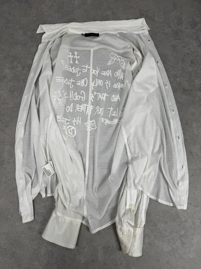 AW2005 Dsquared2 White God Judgement Transparent Shirt WKvlmZA 7