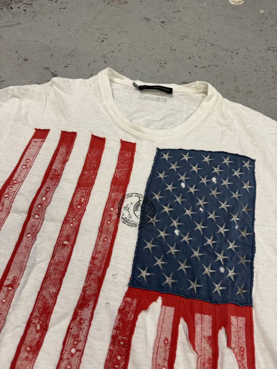 Dsquared2 White USA Flag T-Shirt SVnIbnM 6