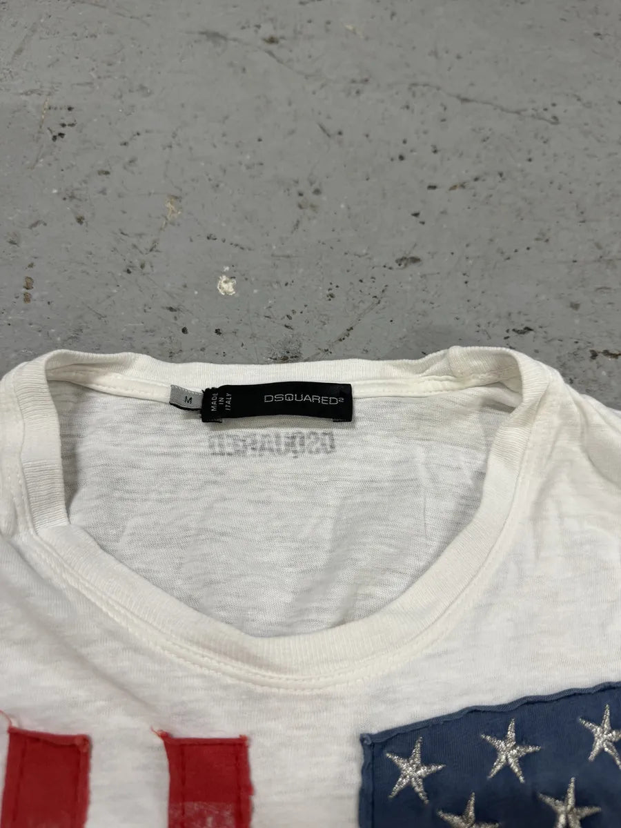 Dsquared2 White USA Flag T-Shirt SVnIbnM 7