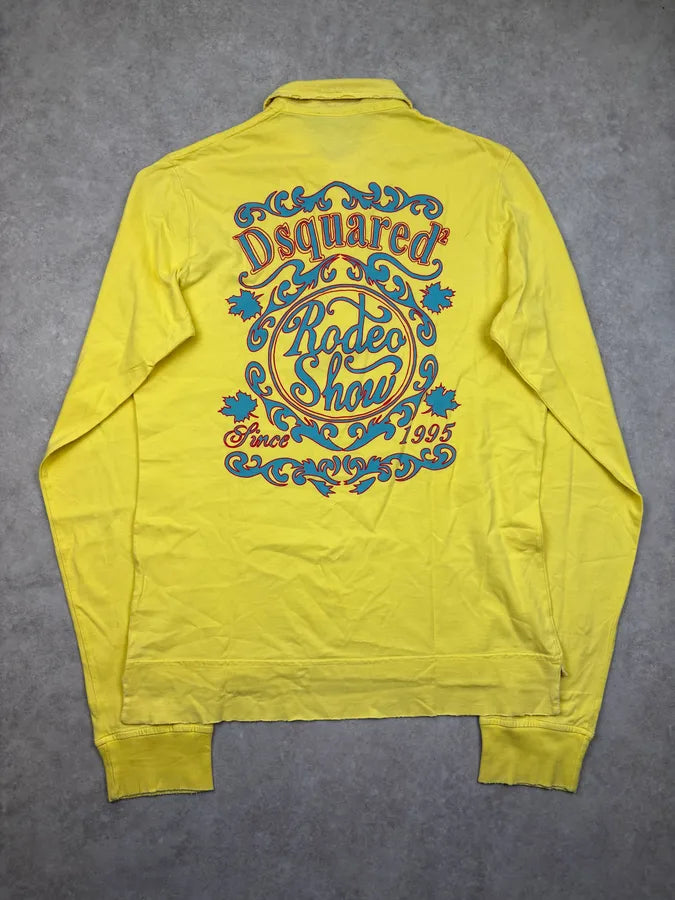 2000s Dsquared2 Yellow Rodeo Embroidered Longsleeve Polo xHwFINj 4