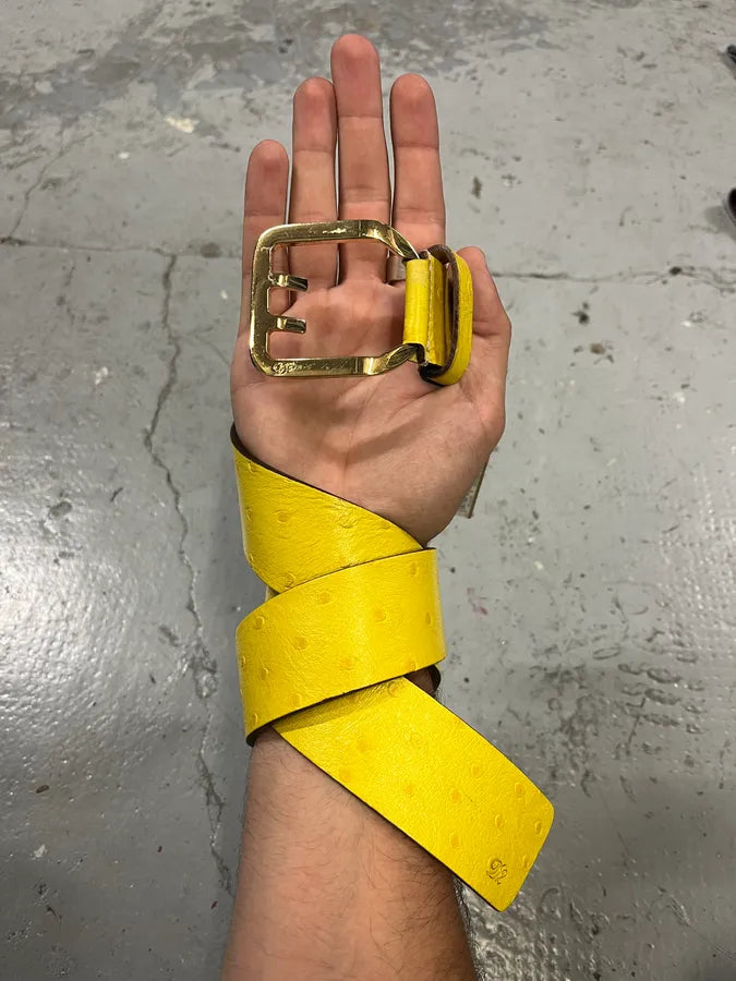 Dsquared2 Yellow Ostrich Effect Leather Belt PyWjtZF 0