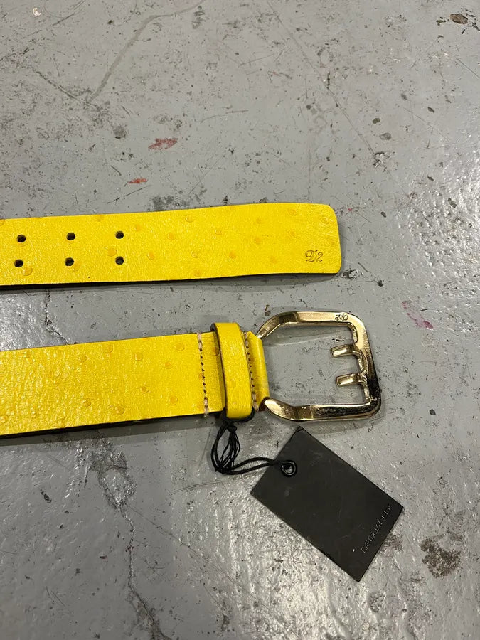 Dsquared2 Yellow Ostrich Effect Leather Belt PyWjtZF 2