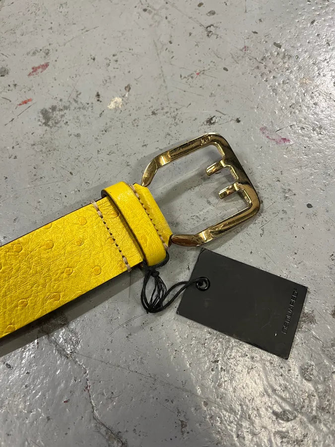 Dsquared2 Yellow Ostrich Effect Leather Belt PyWjtZF 3