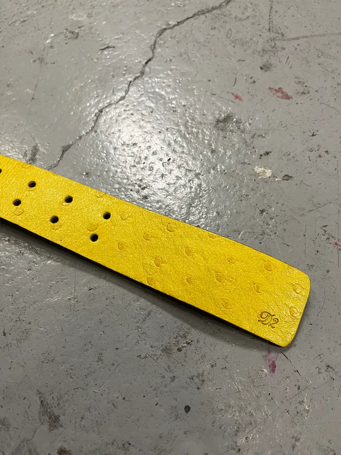 Dsquared2 Yellow Ostrich Effect Leather Belt PyWjtZF 4