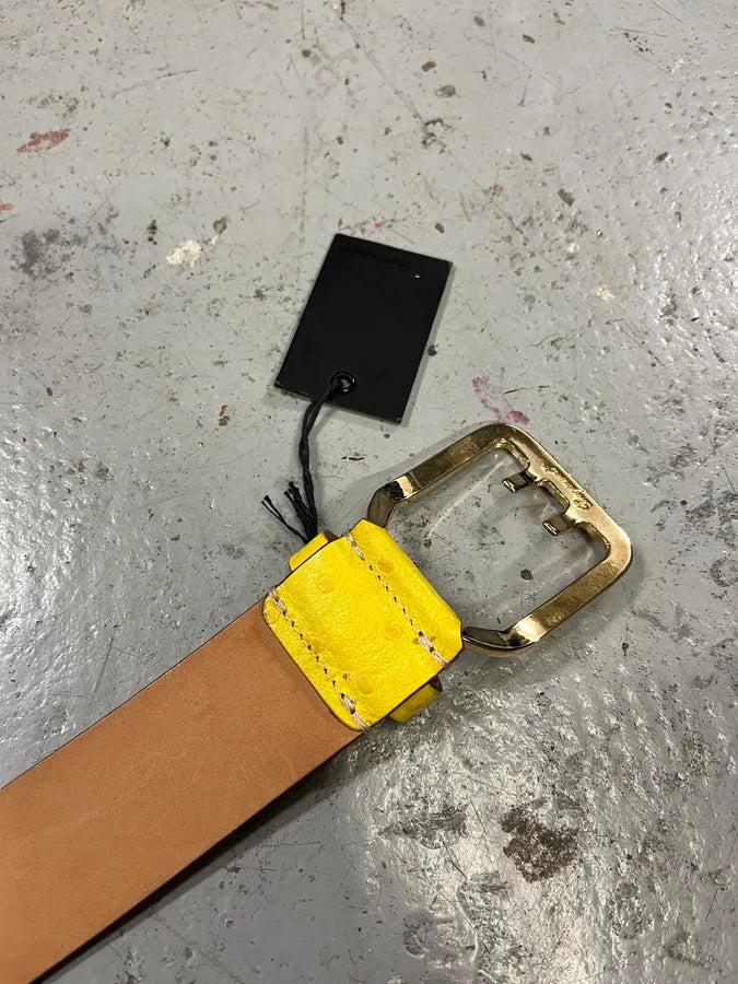 Dsquared2 Yellow Ostrich Effect Leather Belt PyWjtZF 5