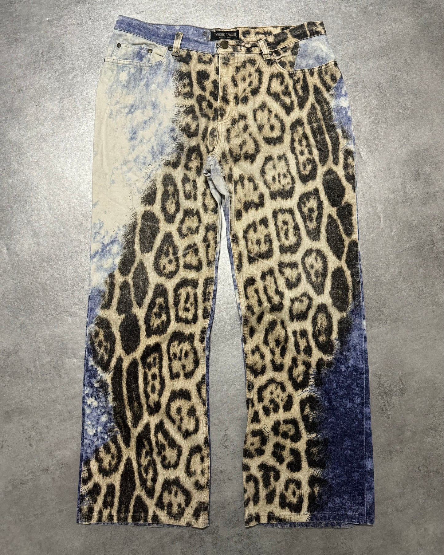 2000s Roberto Cavalli Leopard Ocean Exploration Pants (M/L) - 1