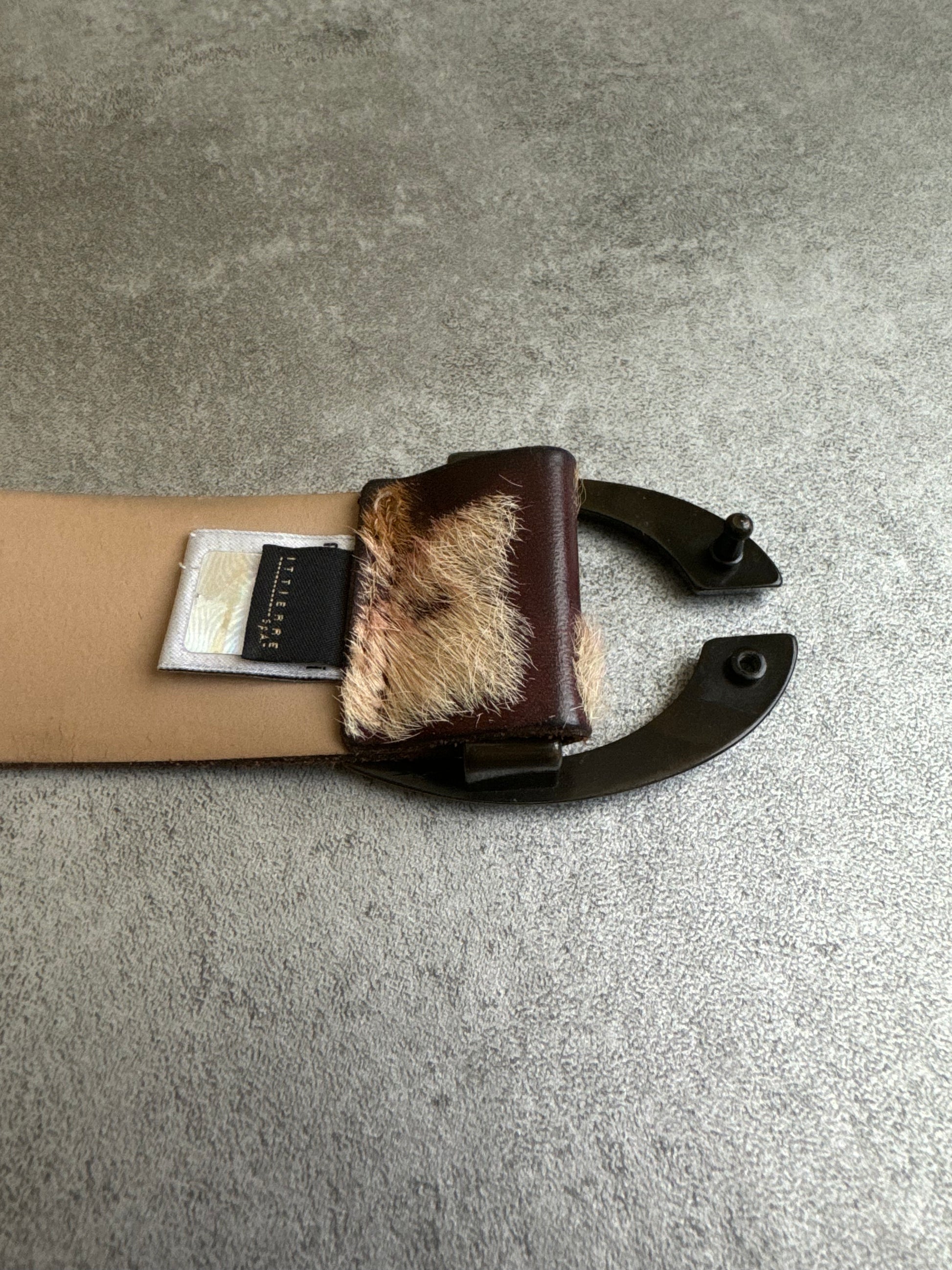 AW2004 Cavalli Brown Pony Hair Leather Belt (OS) - 8