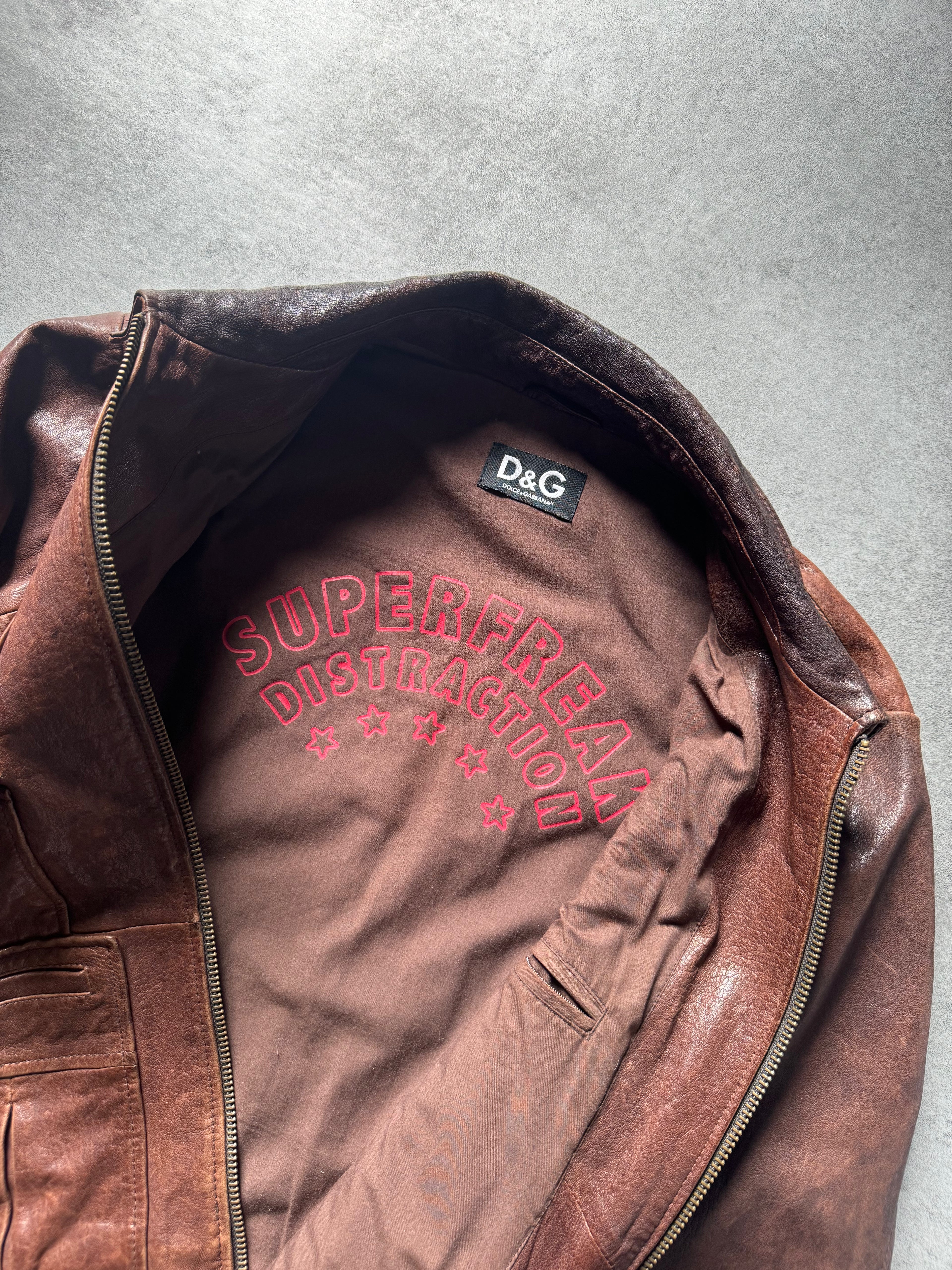 2000s Dolce & Gabbana Bordeaux Cargo Lamb Leather Jacket (XL) - 8