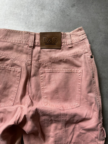 SS2003 Dolce & Gabbana Full Zip Aviator Cargo Pink Pants (M) - 5