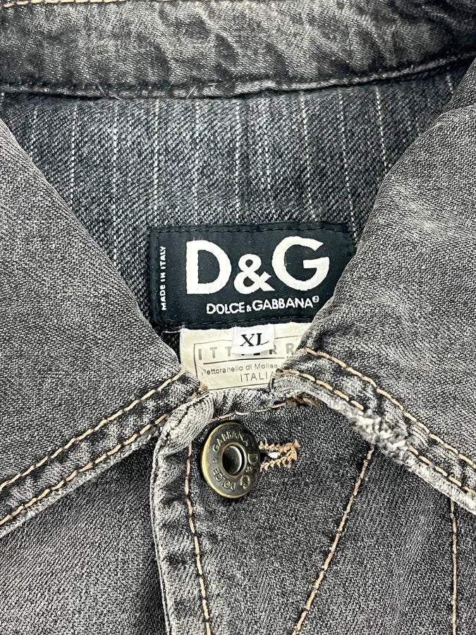 AW2004 Dolce & Gabbana Grey Denim Pocket Straps Jacket QaXDBEc 7