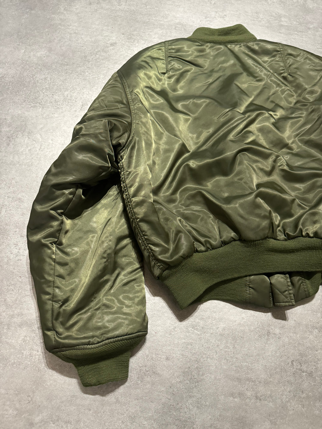 1990s Moschino Olive Nylon Italian Aero Bomber Jacket (M/L) - 5