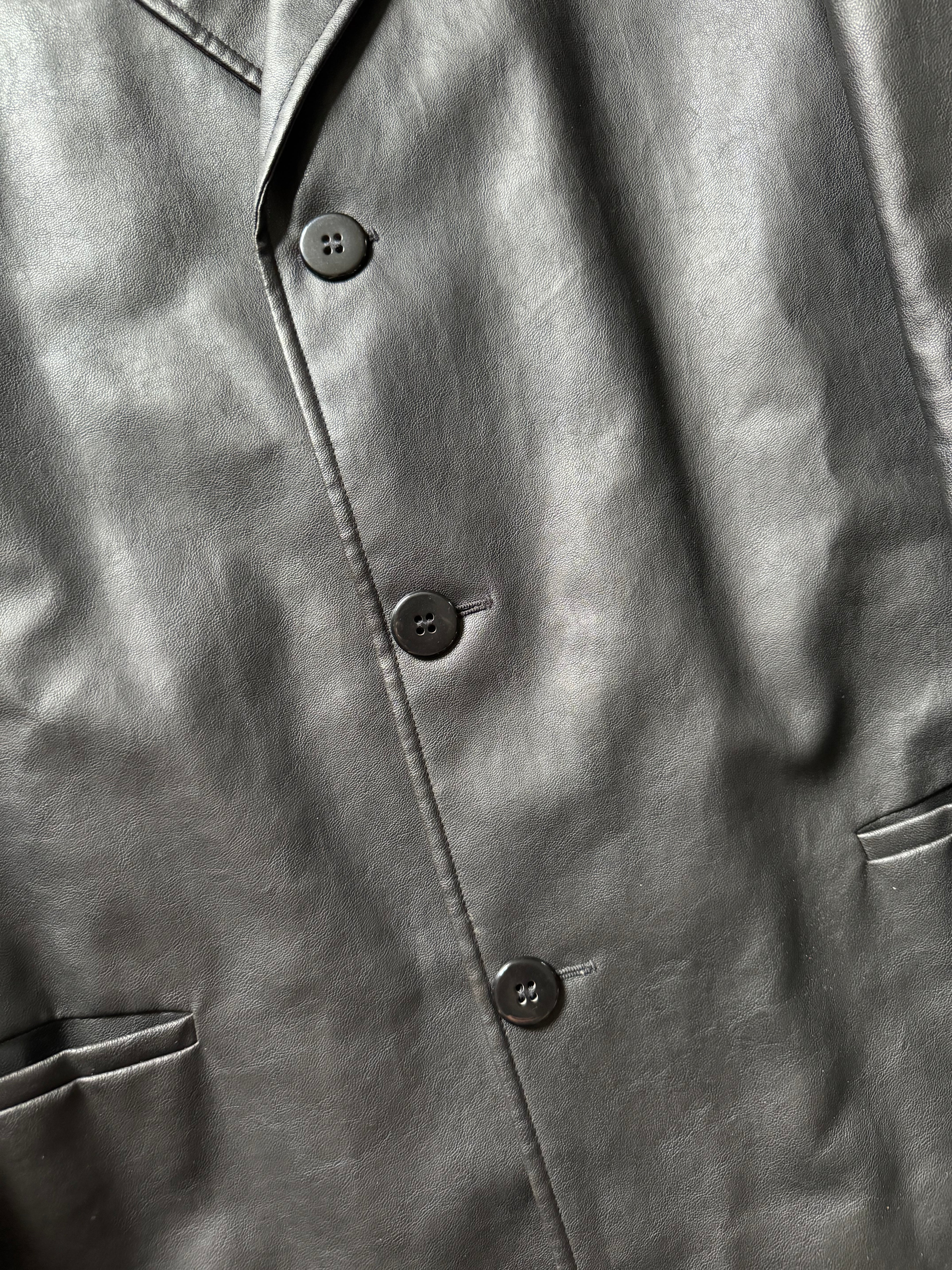 AW1996 Emporio Armani Black Long Trench Leather Jacket (L) - 7