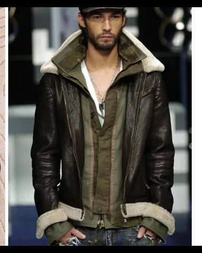 FW2005 Dolce & Gabbana Heavy Shearling Army Combat Jacket (L) - 2