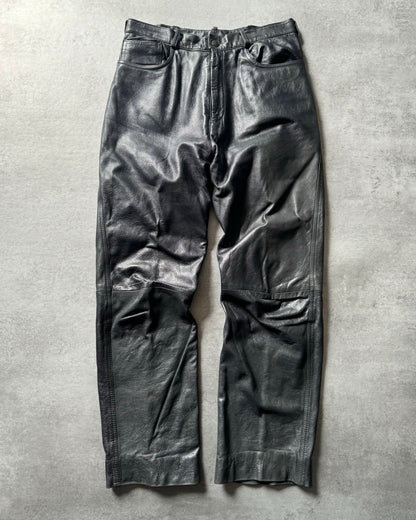 1980s Giorgio Armani Black Leather Robust Pants (S) - 1