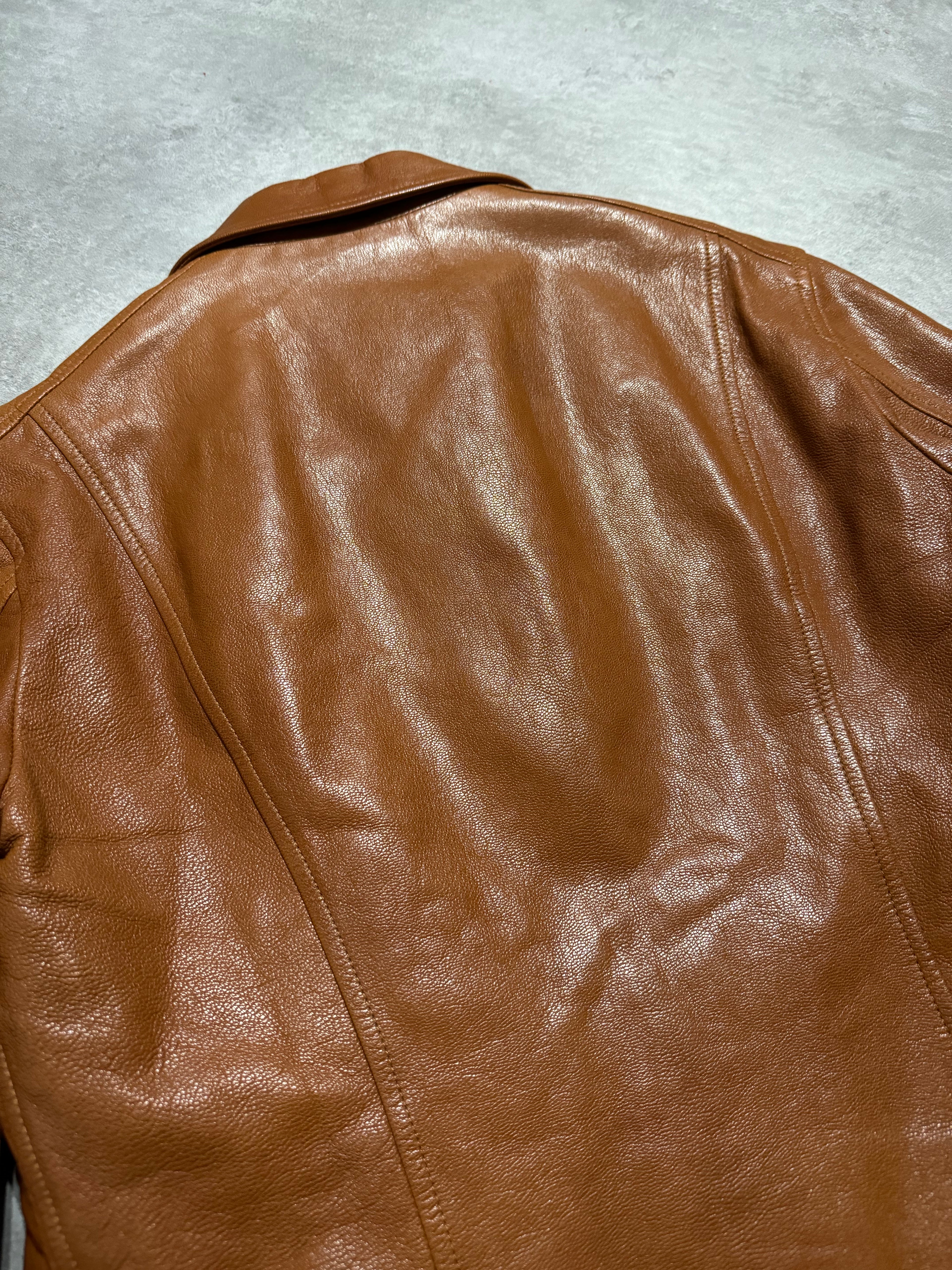 2000s Dolce & Gabbana Brown Coach Leather Jacket (M) - 7