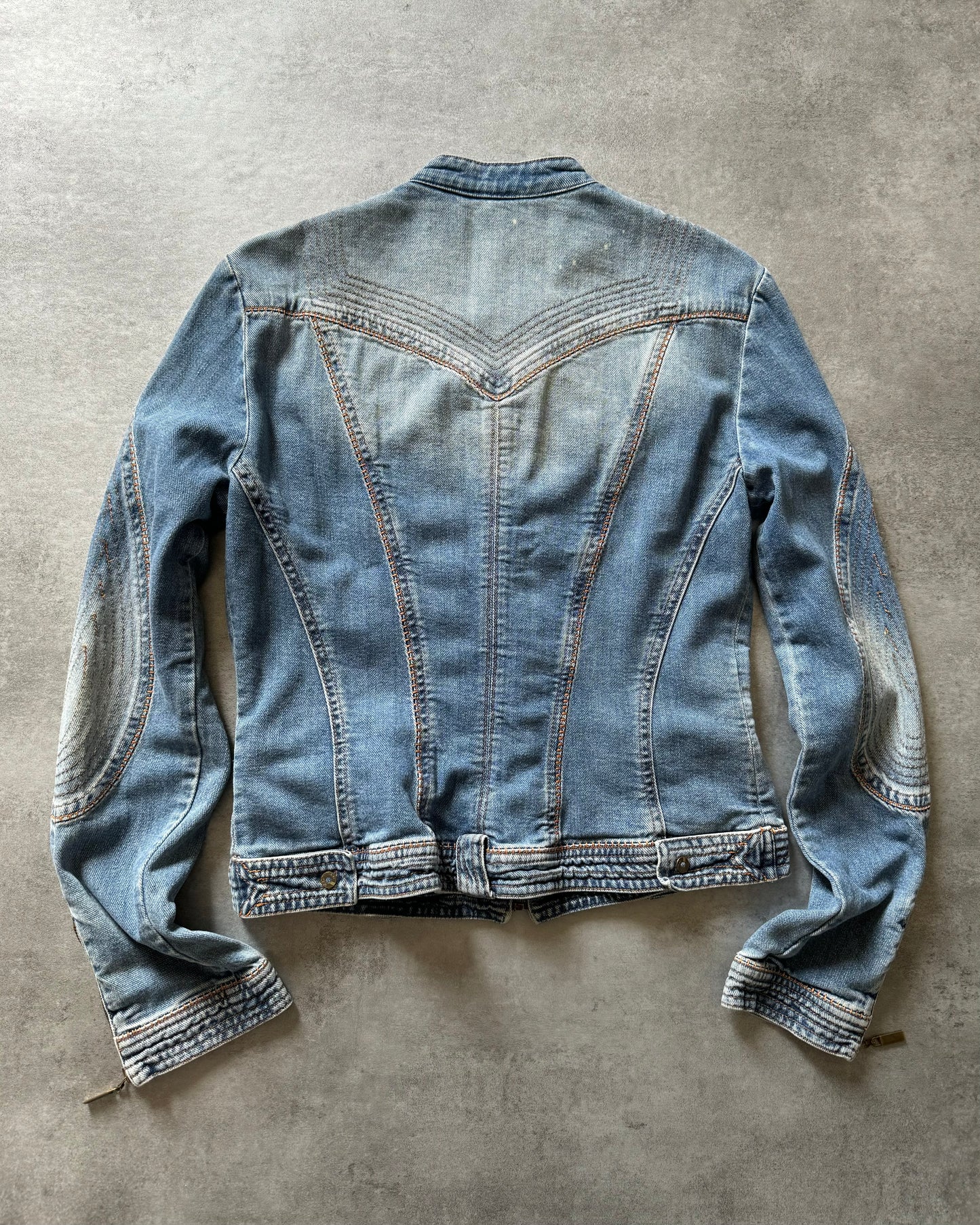 SS2004 Cavalli Sexy Biker Conceptual Denim Jacket (XS) - 2