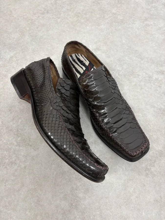 2000s Roberto Cavalli Dark Brown Python Leather Mules qEwUkqw 4