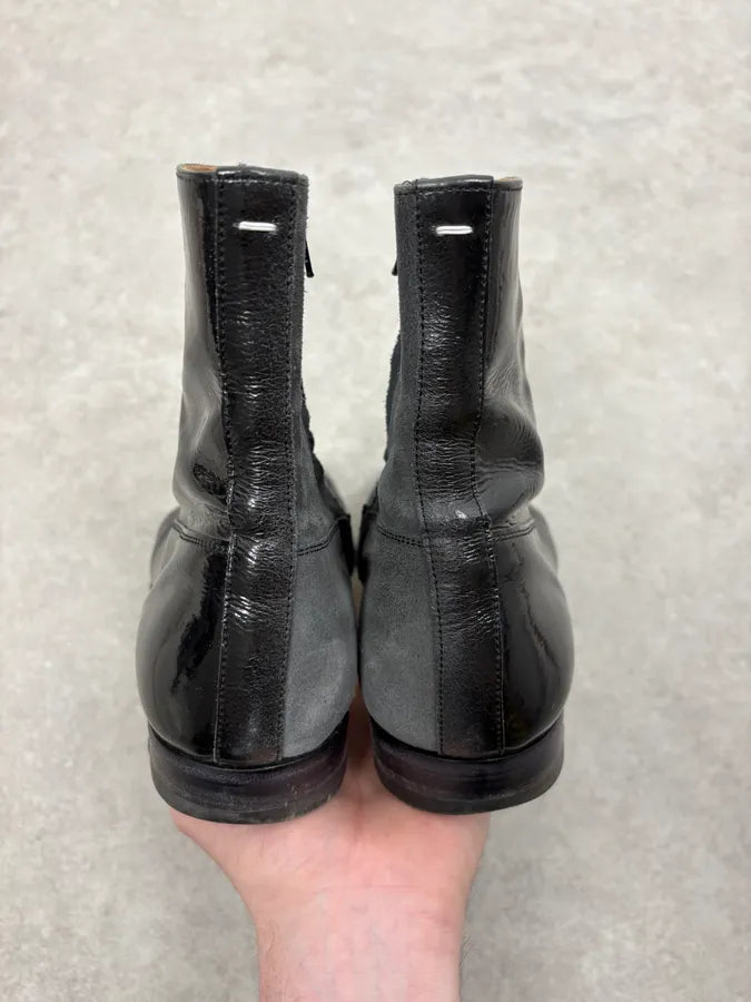 Maison Margiela Black & Grey Patent Leather Hybrid Boots MUHxaFV 6
