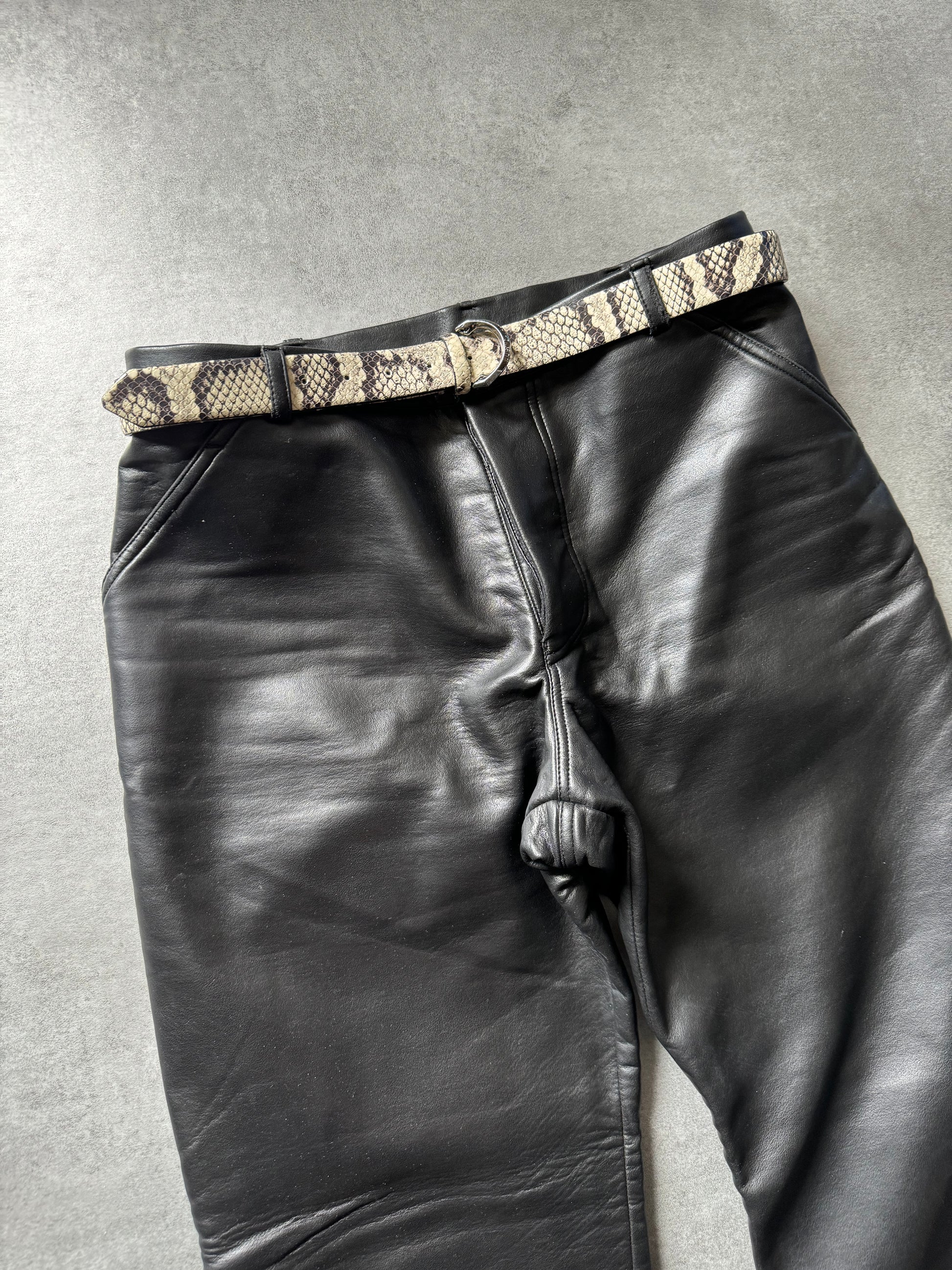 1990s Emporio Armani Black Cozy Leather Ultimate Pants  (M) - 6