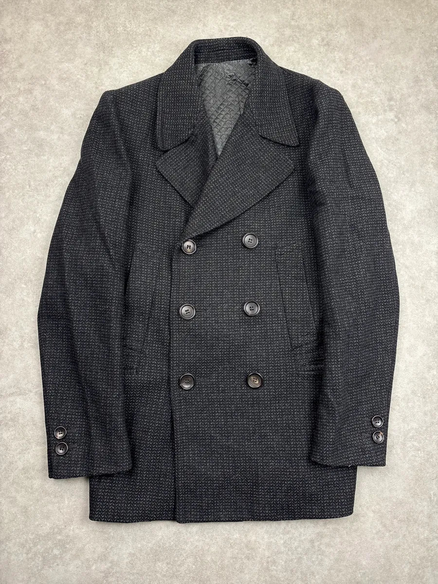 2000s Gucci Grey Wool Double-Breasted Quilted Coat eBFhxirt 0