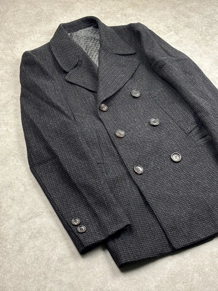 2000s Gucci Grey Wool Double-Breasted Quilted Coat eBFhxirt 3