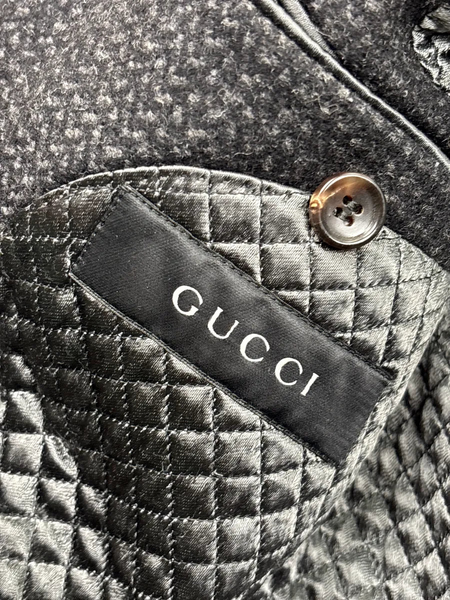 2000s Gucci Grey Wool Double-Breasted Quilted Coat eBFhxirt 11