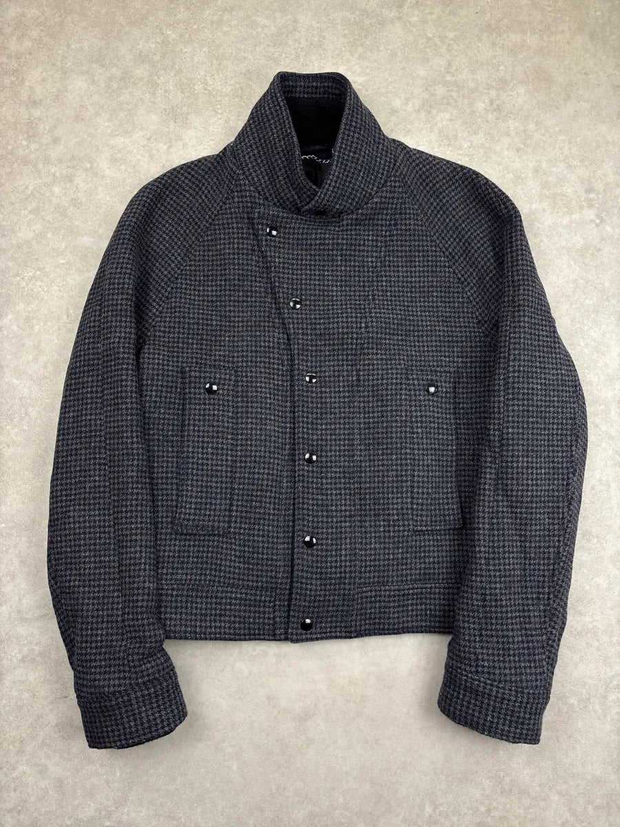 AW2008 Balenciaga Grey Wool Houndstooth Funnel Neck Jacket eFCELFAj 2