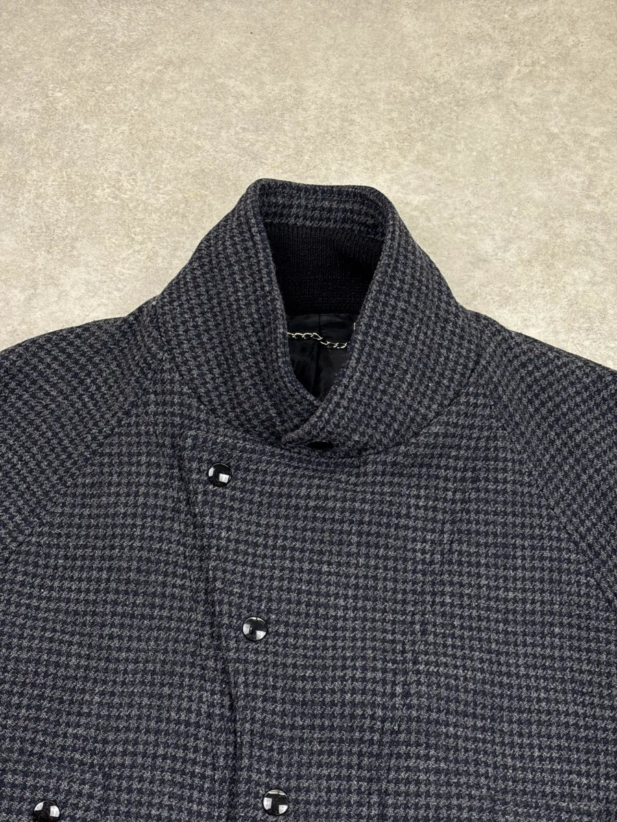 AW2008 Balenciaga Grey Wool Houndstooth Funnel Neck Jacket eFCELFAj 6