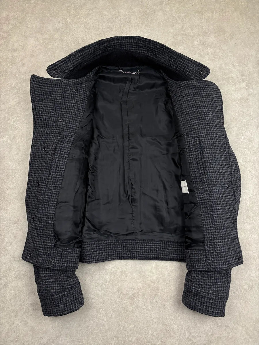 AW2008 Balenciaga Grey Wool Houndstooth Funnel Neck Jacket eFCELFAj 4