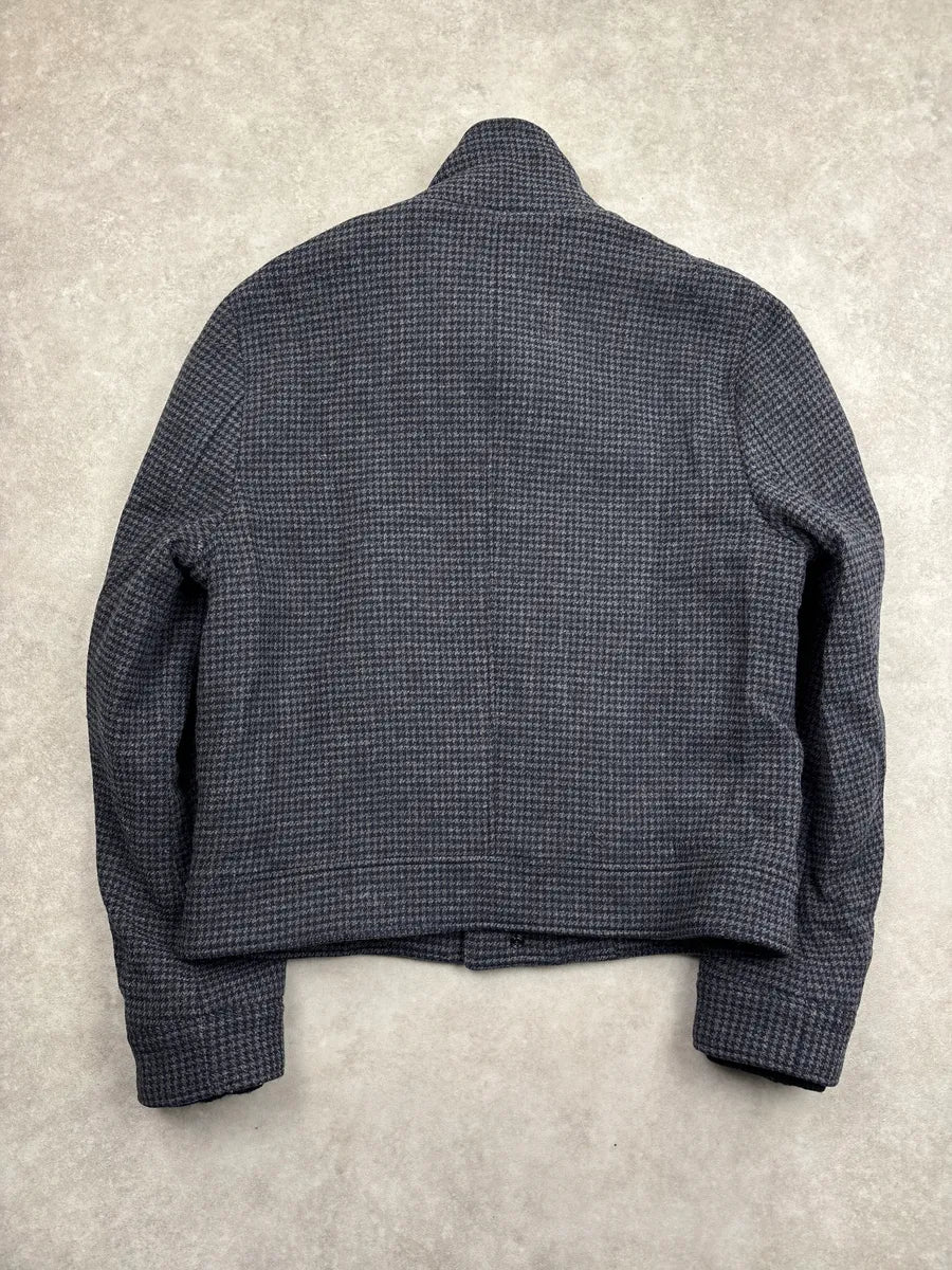 AW2008 Balenciaga Grey Wool Houndstooth Funnel Neck Jacket eFCELFAj 5