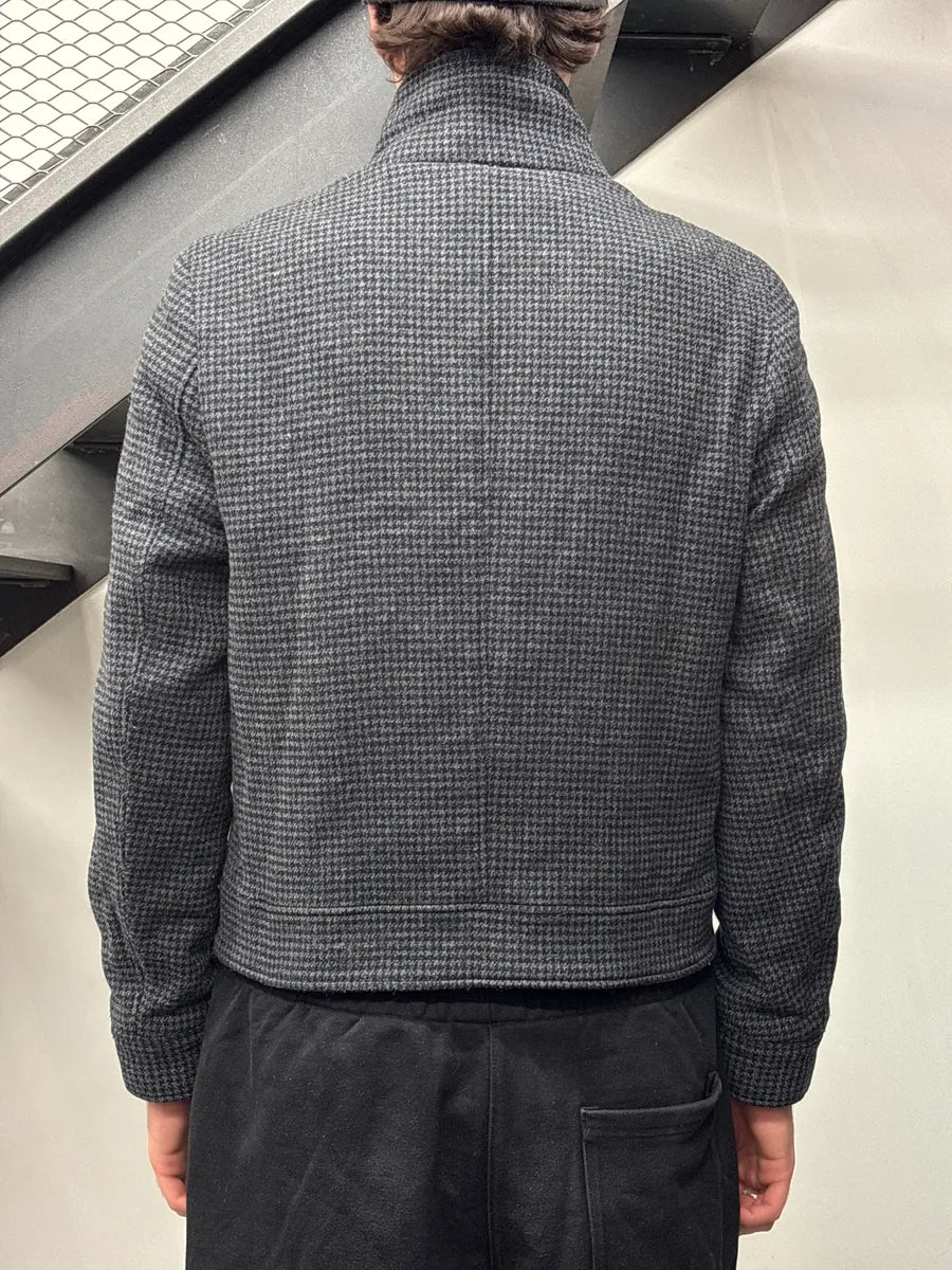 AW2008 Balenciaga Grey Wool Houndstooth Funnel Neck Jacket eFCELFAj 1
