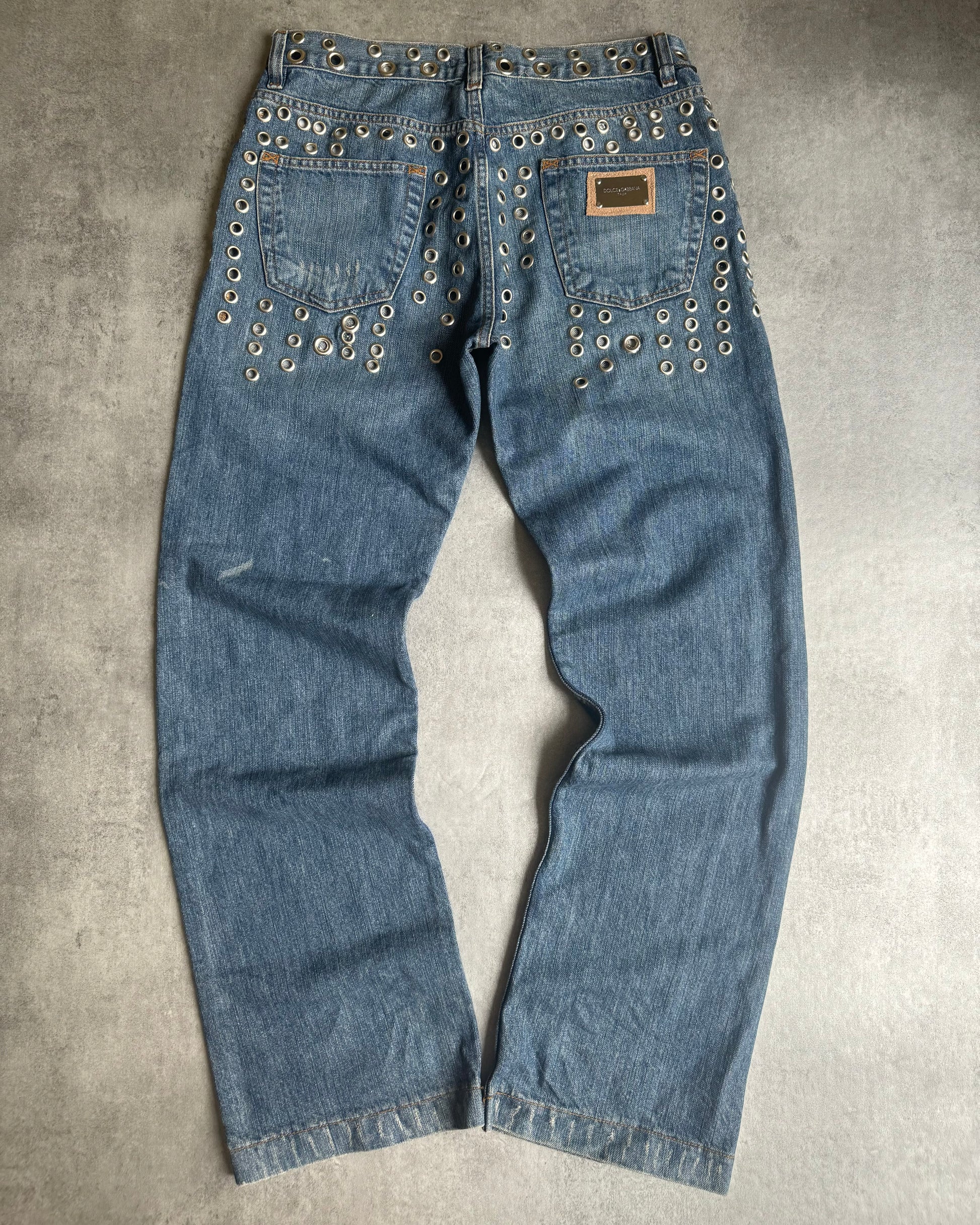 SS2006 Dolce & Gabbana Eyled Punk Holes Jeans (M) - 2