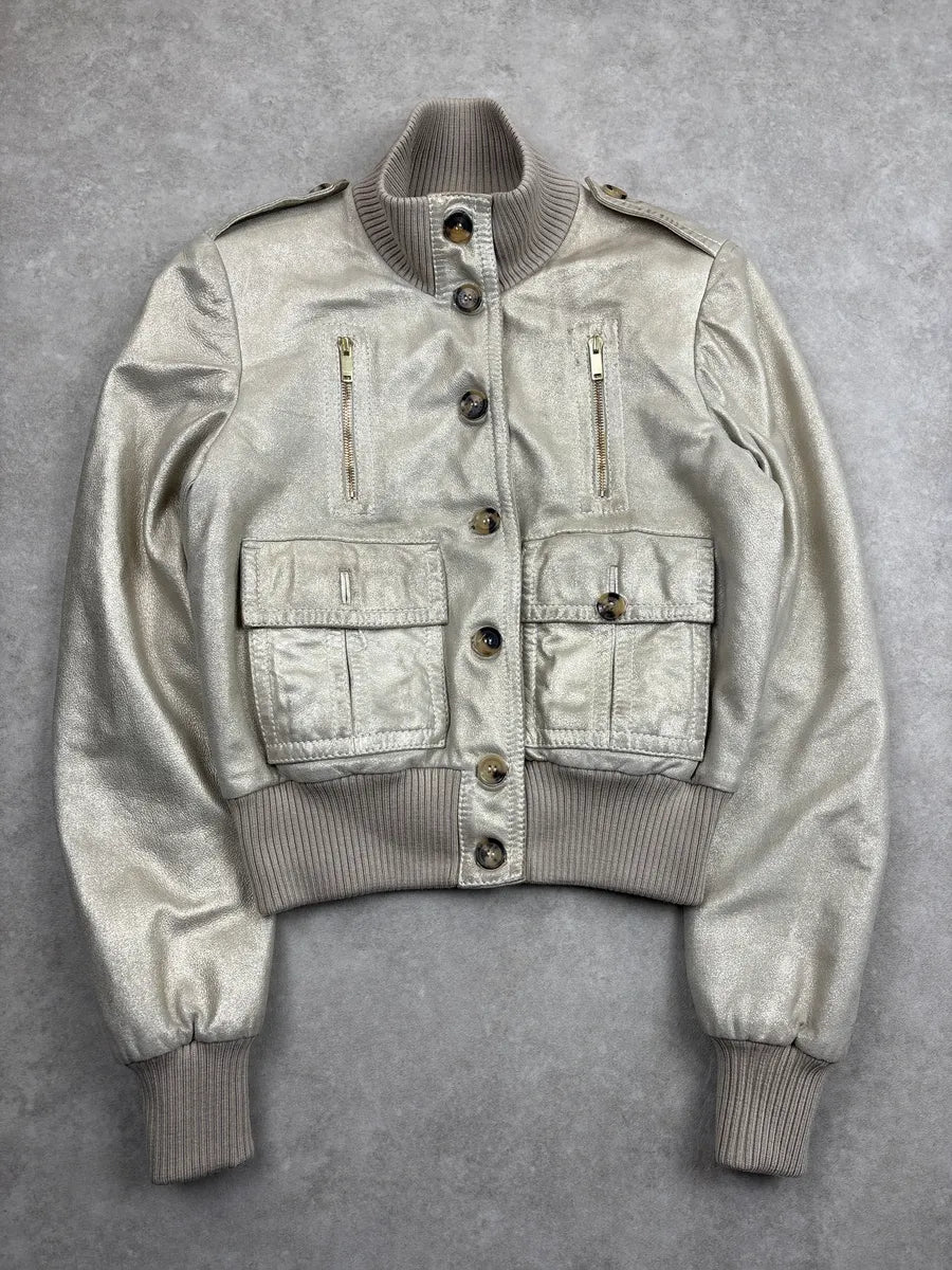 SS2006 Gucci Silver Madonna Leather Bomber Jacket by Frida Giannini eKFMTDCP 1