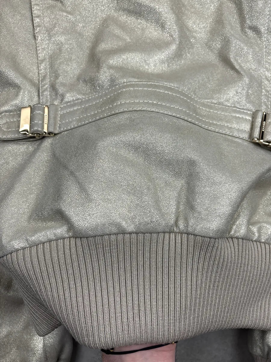 SS2006 Gucci Silver Madonna Leather Bomber Jacket by Frida Giannini eKFMTDCP 11