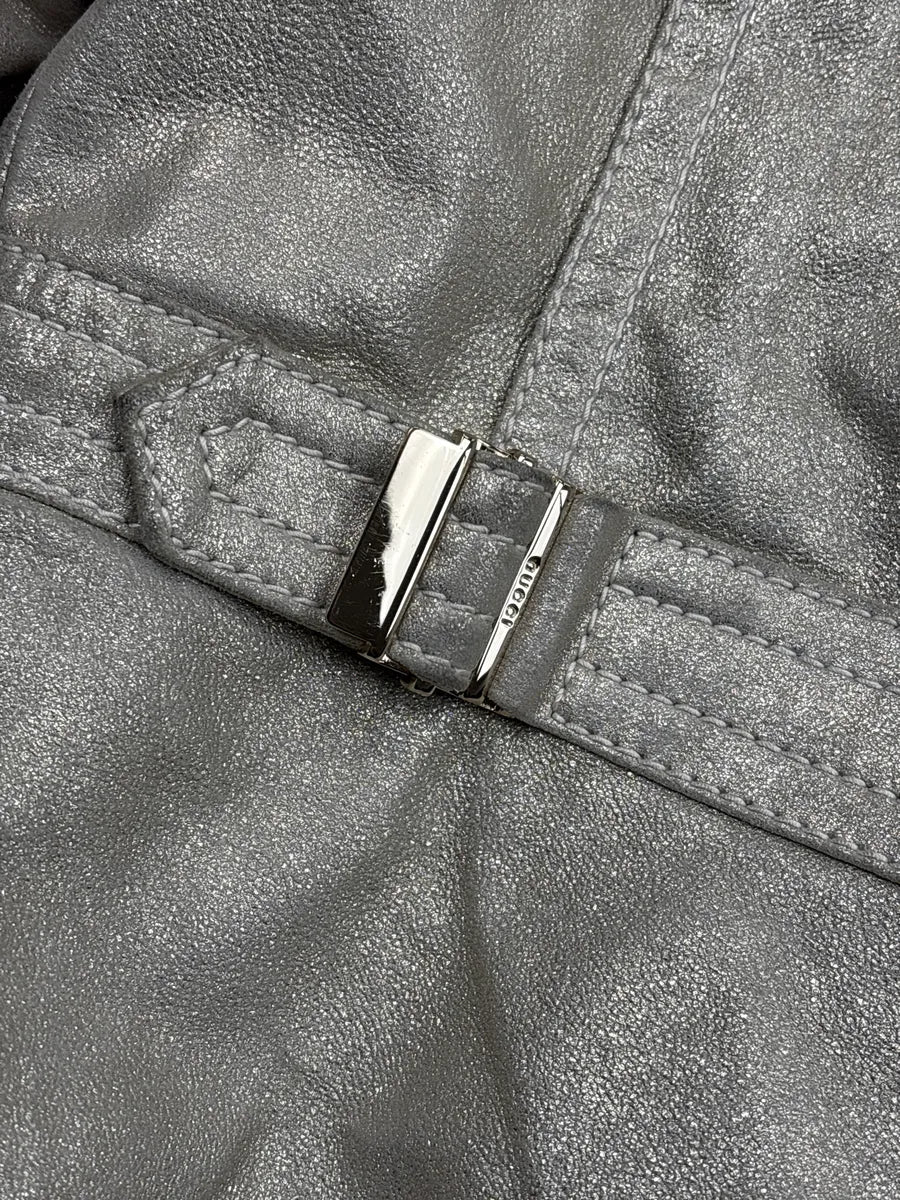 SS2006 Gucci Silver Madonna Leather Bomber Jacket by Frida Giannini eKFMTDCP 12