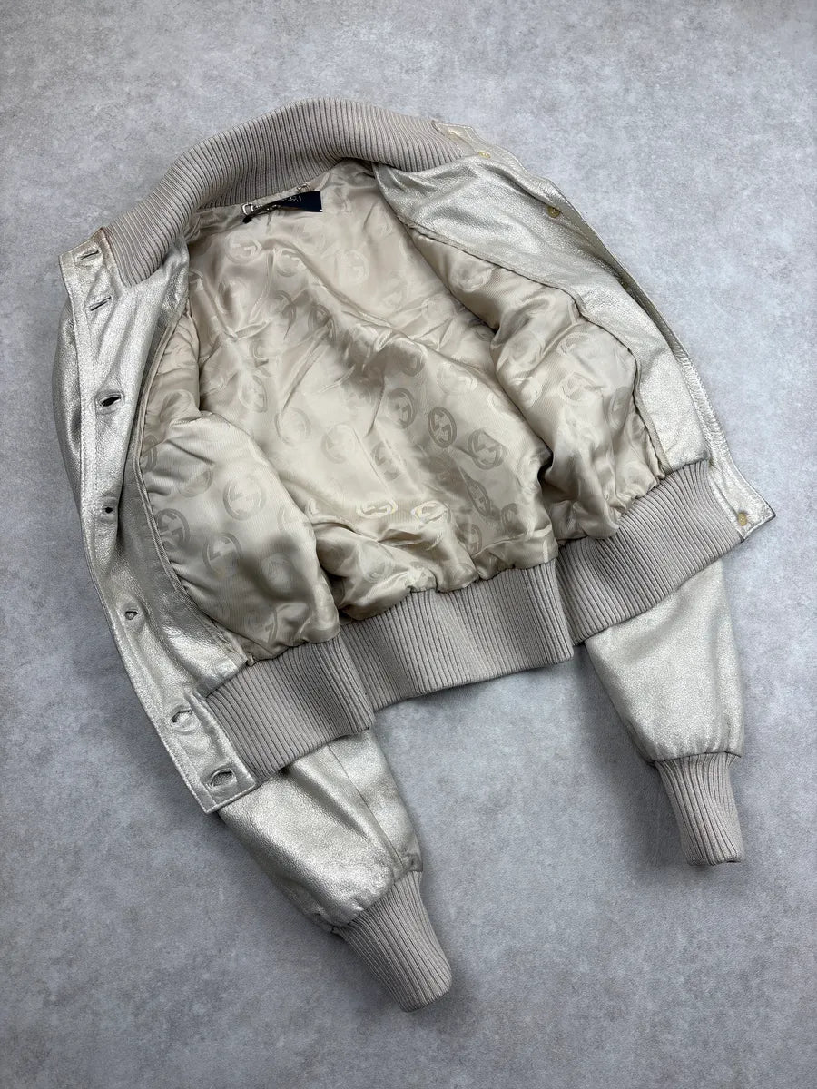 SS2006 Gucci Silver Madonna Leather Bomber Jacket by Frida Giannini eKFMTDCP 6