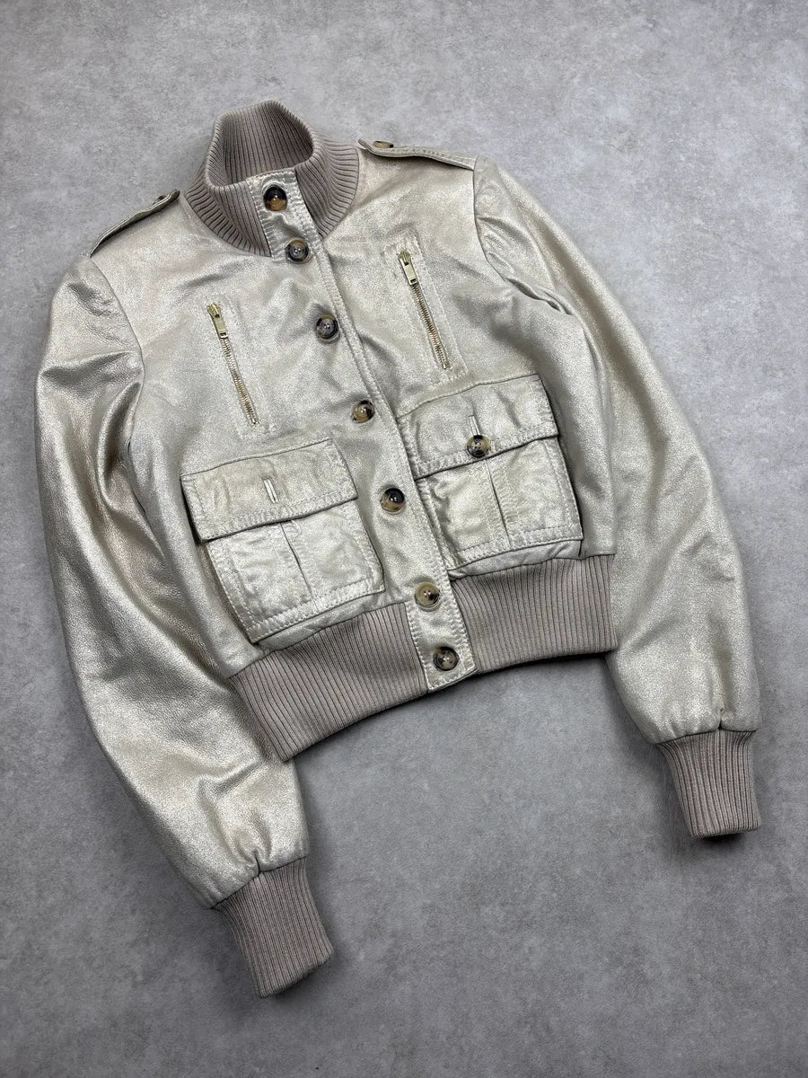 SS2006 Gucci Silver Madonna Leather Bomber Jacket by Frida Giannini eKFMTDCP 3