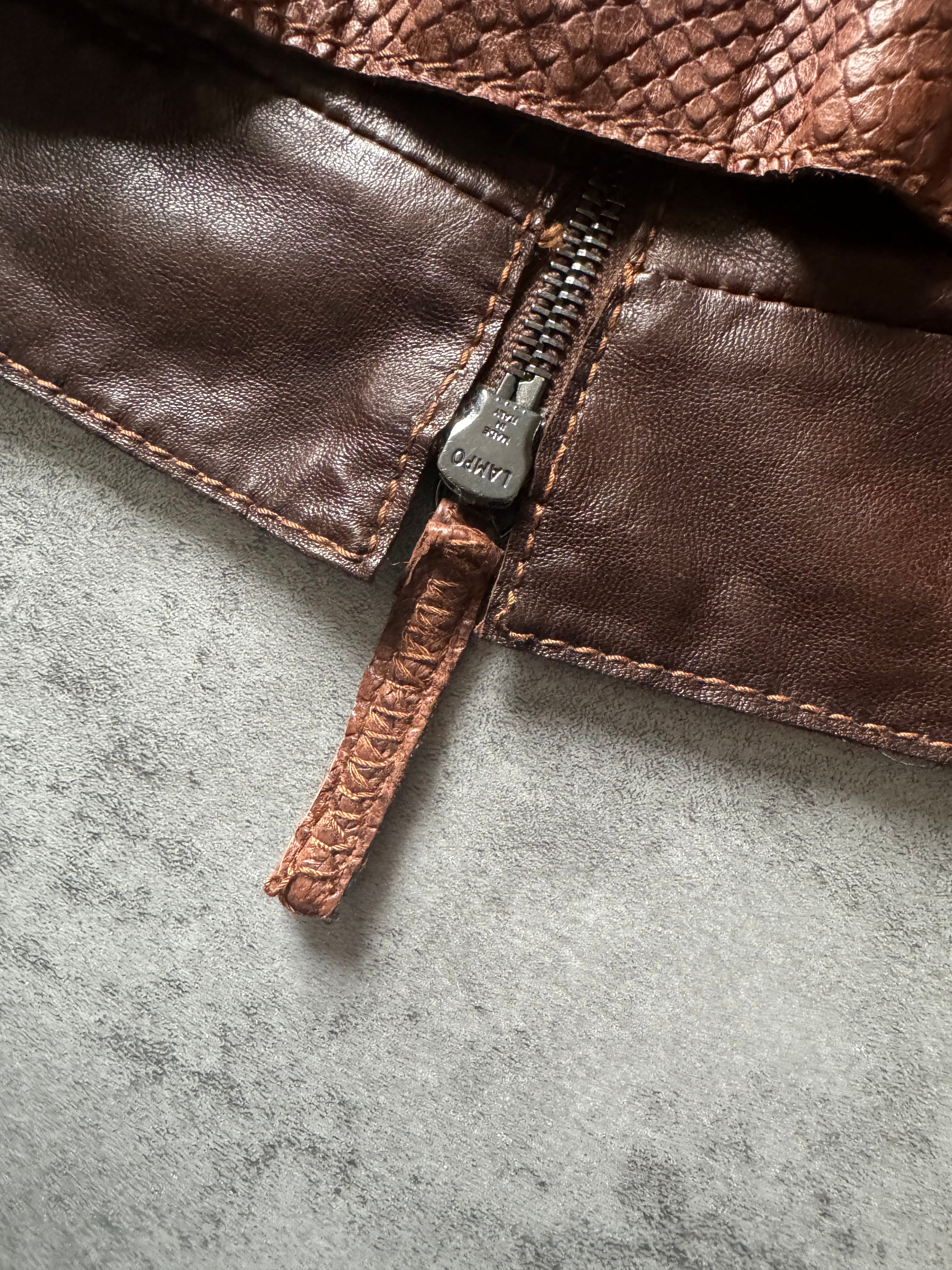 AW2007 Emporio Armani Python Effect Brown Leather Jacket  (XS) - 5