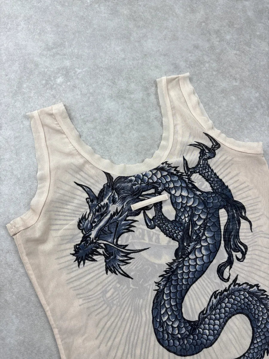 SS1996 Jean Paul Gaultier Beige Safe Sex Mesh Tank Top eOqlPuGu 7