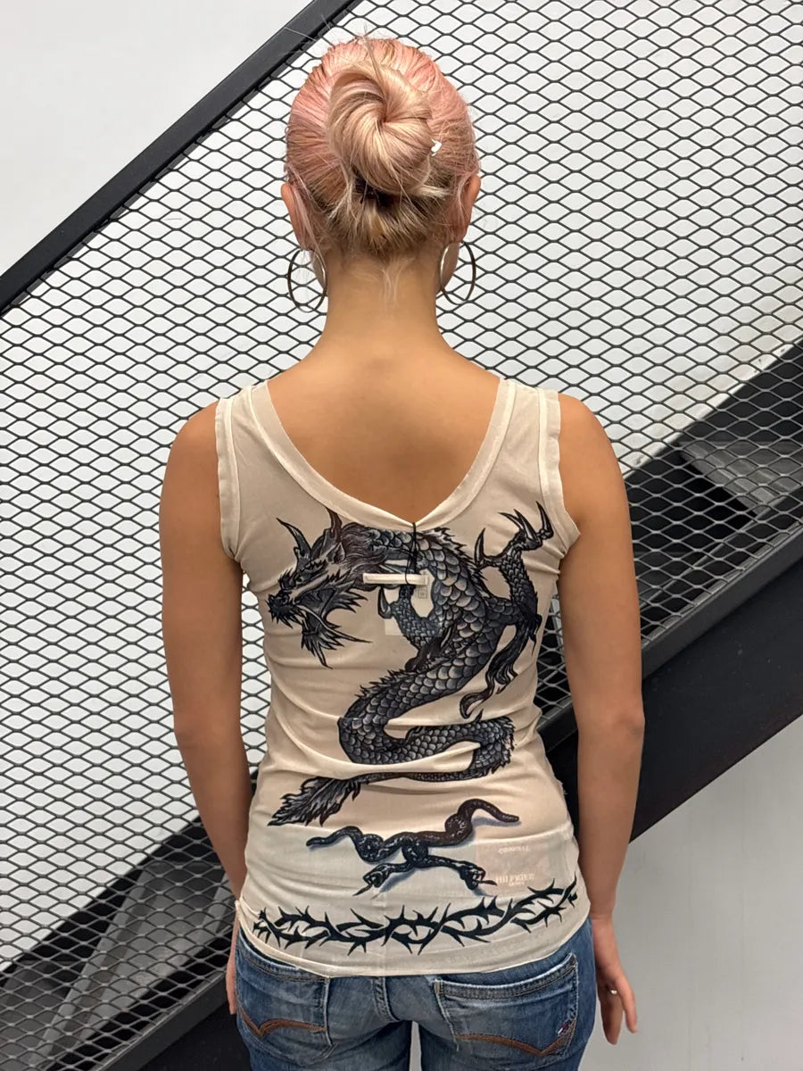 SS1996 Jean Paul Gaultier Beige Safe Sex Mesh Tank Top eOqlPuGu 2