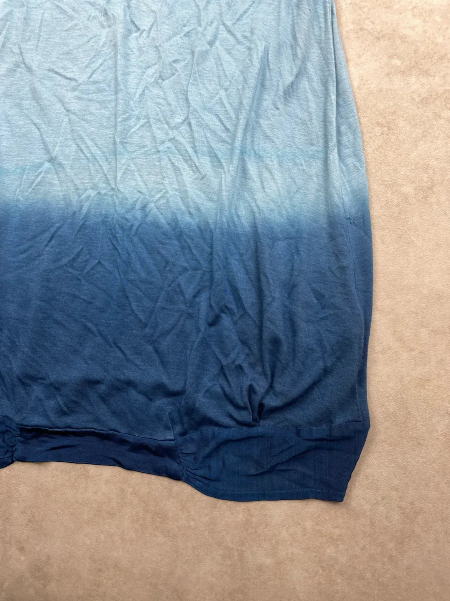 2000s Jean Paul Gaultier Blue Viscose Ombre Gradient V-Neck Dress eSWxUITc 6